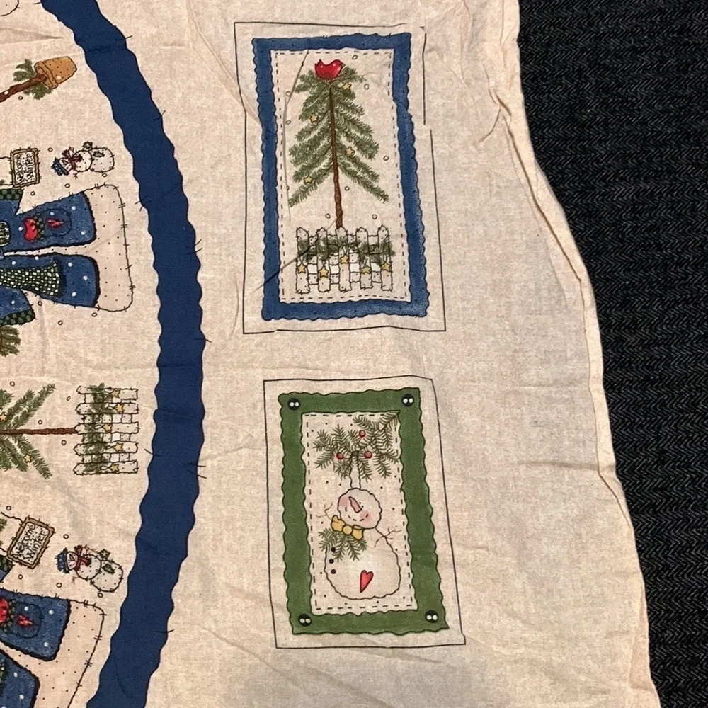 Vintage Peace Love Joy Christmas tree skirt sewing panel New